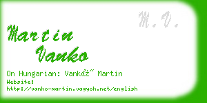 martin vanko business card